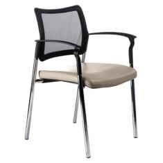Cadeira Fixa Base Cromada E Tela Mesh Linha Prisma Bege - Design Offic