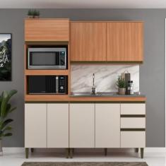 Cozinha Modulada 9 Peças 7 Portas 3 Gavetas 190cm Cecília Freijó/off White