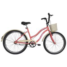 Bicicleta Retro Vintage Aro 26 Feminina Beach Salmão