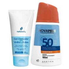 Gel Clareador para Virilha e Axilas + Protetor Solar Nova Pele 50 FPS 