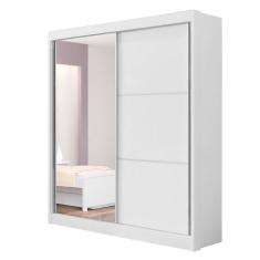 Guarda Roupa Solteiro Com Espelho 2 Portas 3 Gavetas Athenas D`Doro Móveis Branco