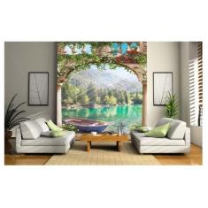 Papel De Parede Paisagem Digital Arco Barco Dav20 - Você Decora