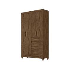 Guarda Roupa Solteiro Sobral 4 Portas Castanho Wood - Moval, Castanho 