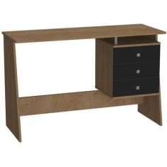 Escrivaninha Maceió com 3 Gavetas e 1 Nicho - Mel/Preto - Emovell, Mel