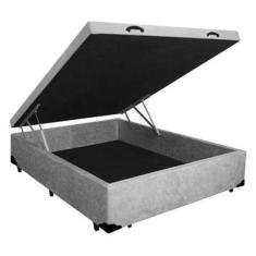 Cama Box Bau Casal Blindada / Reforçada Suede - 43Cm De Altura Total