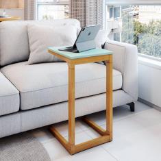 Mesa Lateral de Sofá em Madeira e MDF 40cm Bento Yescasa Sálvia/Amêndoa