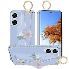 Kainevy Capa de telefone para Realme C55 capa estética de silicone à prova de choque para mulheres capa protetora Realme C55 capa de telefone fina com anel de pulso Starp design de folha de bordo