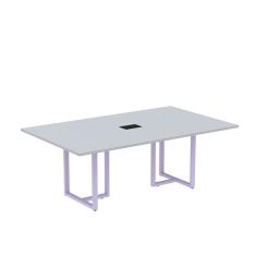 Mesa de Reunião Retangular com Power Box 200x90cm Mr2000p25tub Cinza/Lilás