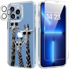 bicol Capa para iPhone 13 Pro Max com protetor de tela e lente de câmera - Design floral de flores elegantes para mulheres e meninas - Capa de telefone transparente de acrílico à prova de choque de