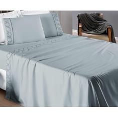 Jogo De Lençol Casal Box Padrão 4 Peças 300 Fios Bordado Infinity - Bi