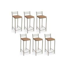 Banqueta Gênova B705 Kit 6 Un Niquel/Capuccino 31 - Kappesberg