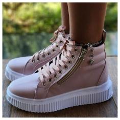 Tenis Feminino Rosa com Solado tratorado Plataforma - Fierre, Rosa, 37
