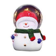 Globo de Neve Com Brilho Iluminado por Resina, Enfeites de Bola de Natal de Cabeça Grande Com Luzes que Mudam de Cor, Feitos de Resina Premium e Material de Vidro para (Boneco de