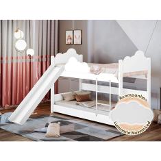 Beliche Solteiro Erika Nuvem Com Escorregador Branco + Luminária Led - Branco