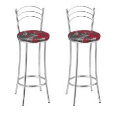 Kit 2 Banquetas Cromadas Bc26-b E509 Cromado/vermelho