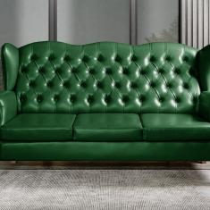 Sofá 3 Lugares Capitonê Vintage Imperador Chesterfield Verde
