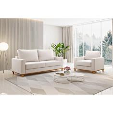 Kit Sofá Living 2 Lugares 181,5cm e Poltrona Alpino Amendoa