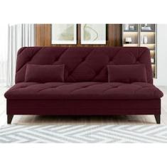 Sofá-Cama 3 Lugares Linoforte Jamile com Encosto Reclinável em Tecido Suede - 188cm de Largura
