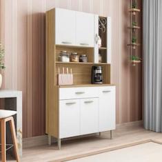 Cozinha Compacta Kits Paraná Golden com 6 Portas, 1 Gaveta e 1 Prateleira - 91cm de largura - Freijó/Patina