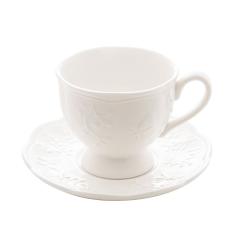 Xícara de Chá com Pires de Porcelana New Bone Butterfly Flower 200ml - Lyor