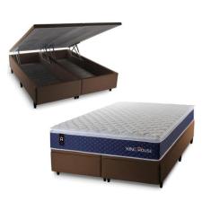 Conjunto Box Baú Lagras Azul 193x203x73 c/ Molas Ensacadas - King Hous