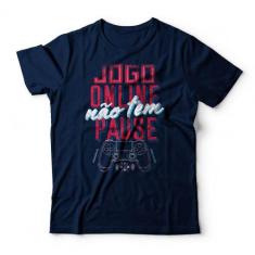 Camiseta Jogo Online Não Tem Pausa - Studio Geek, 3G, Azul marinho