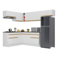 Armário de Cozinha Completa de Canto com Rodapé Veneza Multimóveis V2104