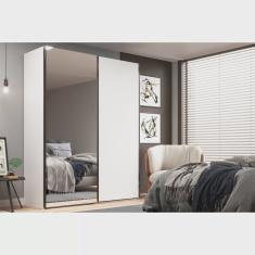 Guarda Roupa Solteiro com Espelho 2 Portas 3 Gavetas Veneto