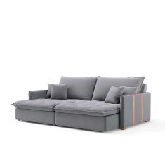Sofá-Cama Casal 3 Lugares Solomons Linho Cinza