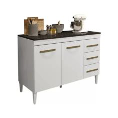 Balcão de Cozinha com Tampo 2 Portas 3 Gavetas Virtus - Kaiki Móveis, 