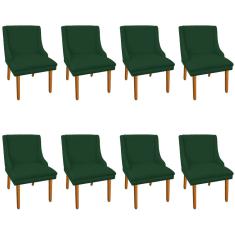 Kit 8 Cadeiras de Jantar Suede Pés Palito Verde
