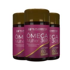 3x omega 3 6 9 mulher 60 caps hf suplementos