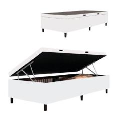 Cama Box Com Baú Solteiro 0,88m Com 41cm De Altura Prince Branco