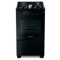 Fogão Brastemp 4 Bocas com Mesa de Vidro e Chama Dupla BFO4XAE - Preto