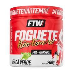 FTW Foguete Não Tem Ré Pré-Workout em Pó com Creatina, Beta-Alanina, Cafeína e Aminoácidos, Suplemento para Desempenho – Pote 200g (Maçã Verde)
