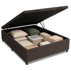Cama Box com Baú Casal com 38cm de Altura Prince Suede Marrom