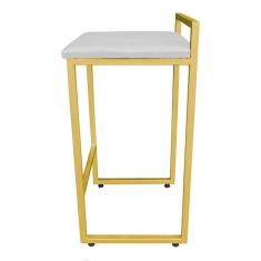 Banqueta Pietra Suede Base Dourado Cinza