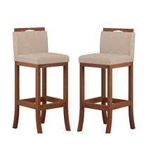 Conjunto 02 Banqueta em Madeira Maciça Londres Baixa CCS Interiores Pinhão