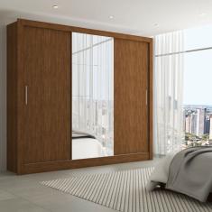 Guarda-Roupa Casal Katherine 3 Portas 3 Gavetas com Espelho Cinamomo - Panorama Móveis