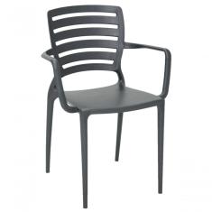 Cadeira Sofia Encosto Vazado com Braço Grafite Tramontina