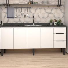 Balcão de Cozinha 4 Portas 3 Gavetas 192cm Júpiter Cozimax Branco