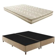 Box Queen Júlia 42x158x198cm com Colchão Queen Unique D33 Plus Duoface 16x158x198cm Rustico Bege