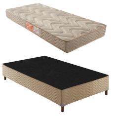 Box Solteiro Florença 42x88x188cm com Colchão Solteiro Unique D33 Duoface 18x88x188cm Rustico Bege