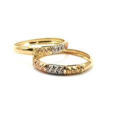 Anel de ouro 18k aparador diamantado tricolor - Elegancy Joias, 24