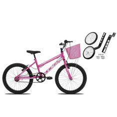 Bicicleta Com Rodinha e Cesta Feminina Infantil Aro 20 KOG-Feminino