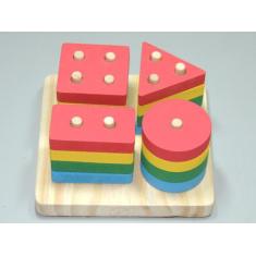Brinquedo educativo infantil seleção geométrica mdf colorido - Shoppin