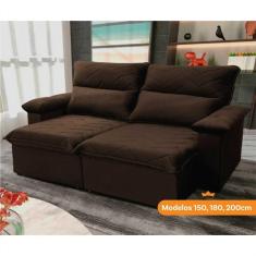 Sofá Retrátil Reclinável Paris 1,80m Suede Velut Marrom Molas Ensacadas - King House