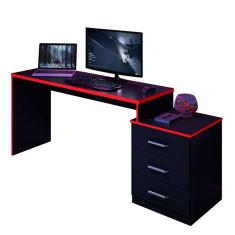 Mesa Gamer Com Regulagem De Altura E Gaveteiro Drx-5000 Preto-vermelho