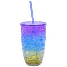 Copo Com Canudo Gel Colorido Congelante 500ml