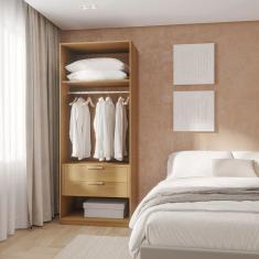 Guarda-roupa Modular 80cm Sem Portas Com Gaveteiro Jade Cabecasa Madeiramadeira Avelã